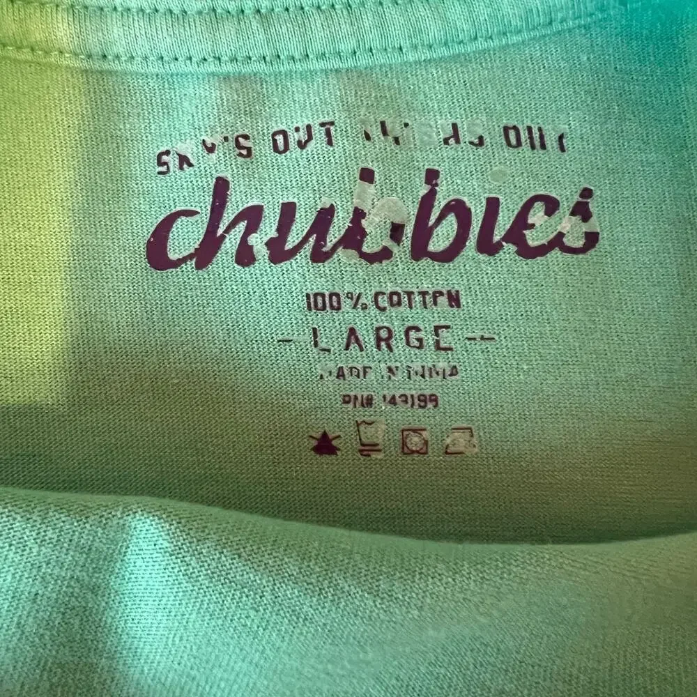 CHUBBIES Long Sleeve Tee Shirt 100% Cotton in Teale Green Men's Size Large - Picture 6 of 7